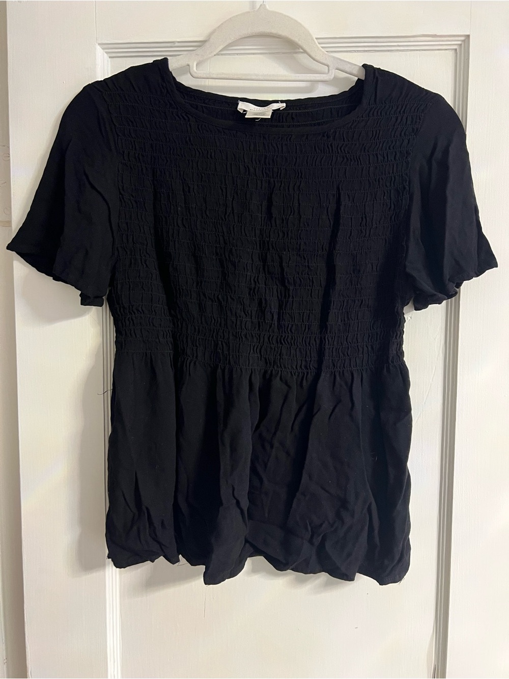 URBAN Romantics Black Smocked Short Sleeve Top